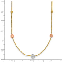 14K Tri-Color D/C Beads Beaded Chain Necklace-SF2863-18