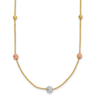 14K Tri-Color D/C Beads Beaded Chain Necklace-SF2863-18