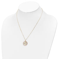 14K Two Tone Fancy Link D/C Heart in Open Circle Necklace-SF2867-18