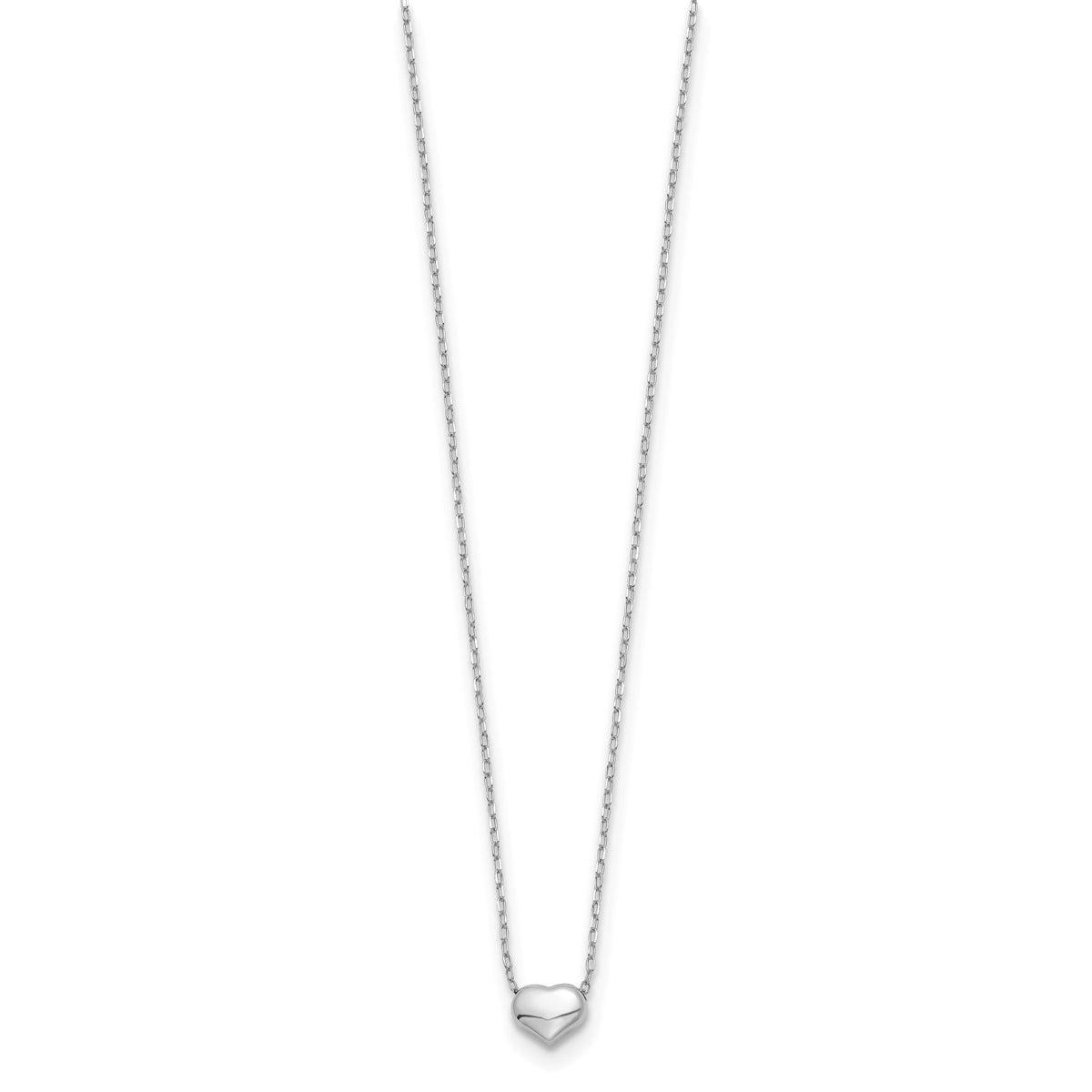 14k White Gold Polished Heart 16.5in Necklace-SF2870W-16.5