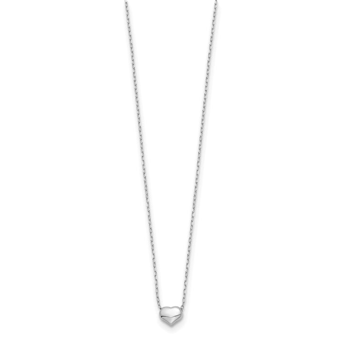 14k White Gold Polished Heart 16.5in Necklace-SF2870W-16.5