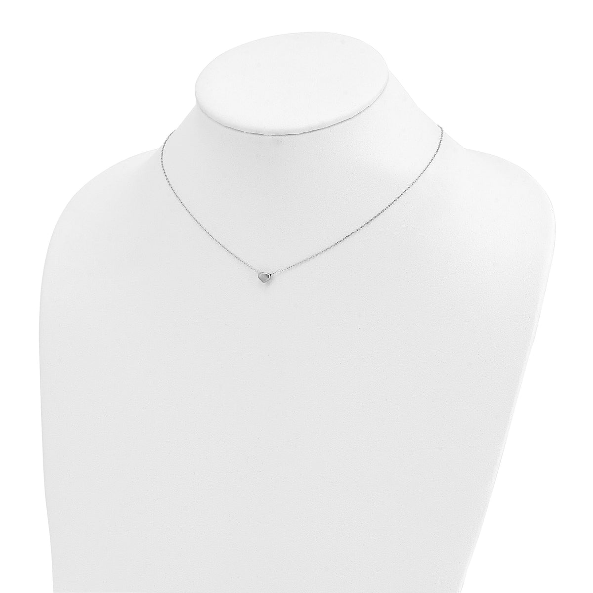 14k White Gold Polished Heart 16.5in Necklace-SF2870W-16.5