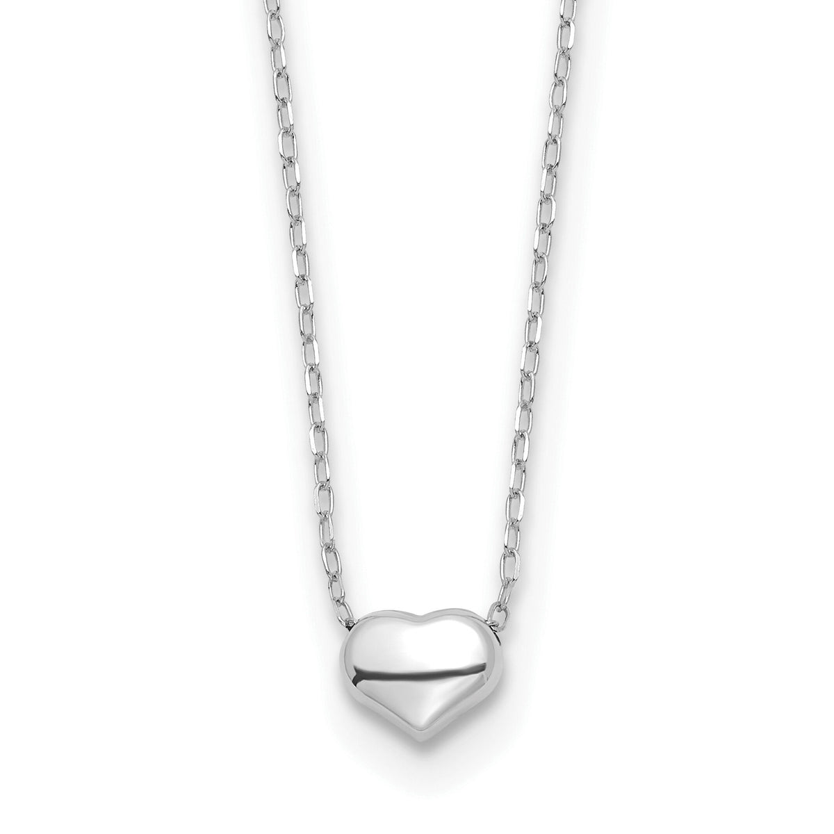 14k White Gold Polished Heart 16.5in Necklace-SF2870W-16.5