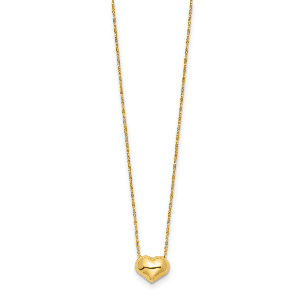 14k Polished Puffed Heart 16.5 inch Necklace-SF2871-16.5