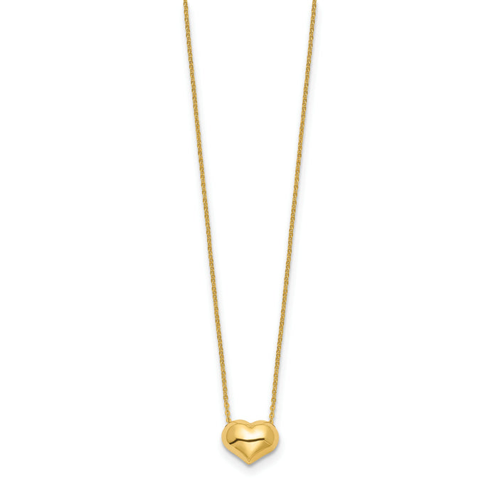 14k Polished Puffed Heart 16.5 inch Necklace-SF2871-16.5
