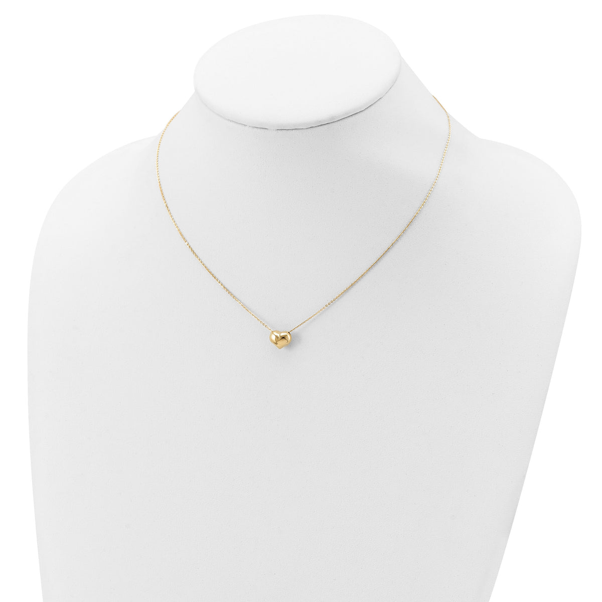 14k Polished Puffed Heart 16.5 inch Necklace-SF2871-16.5