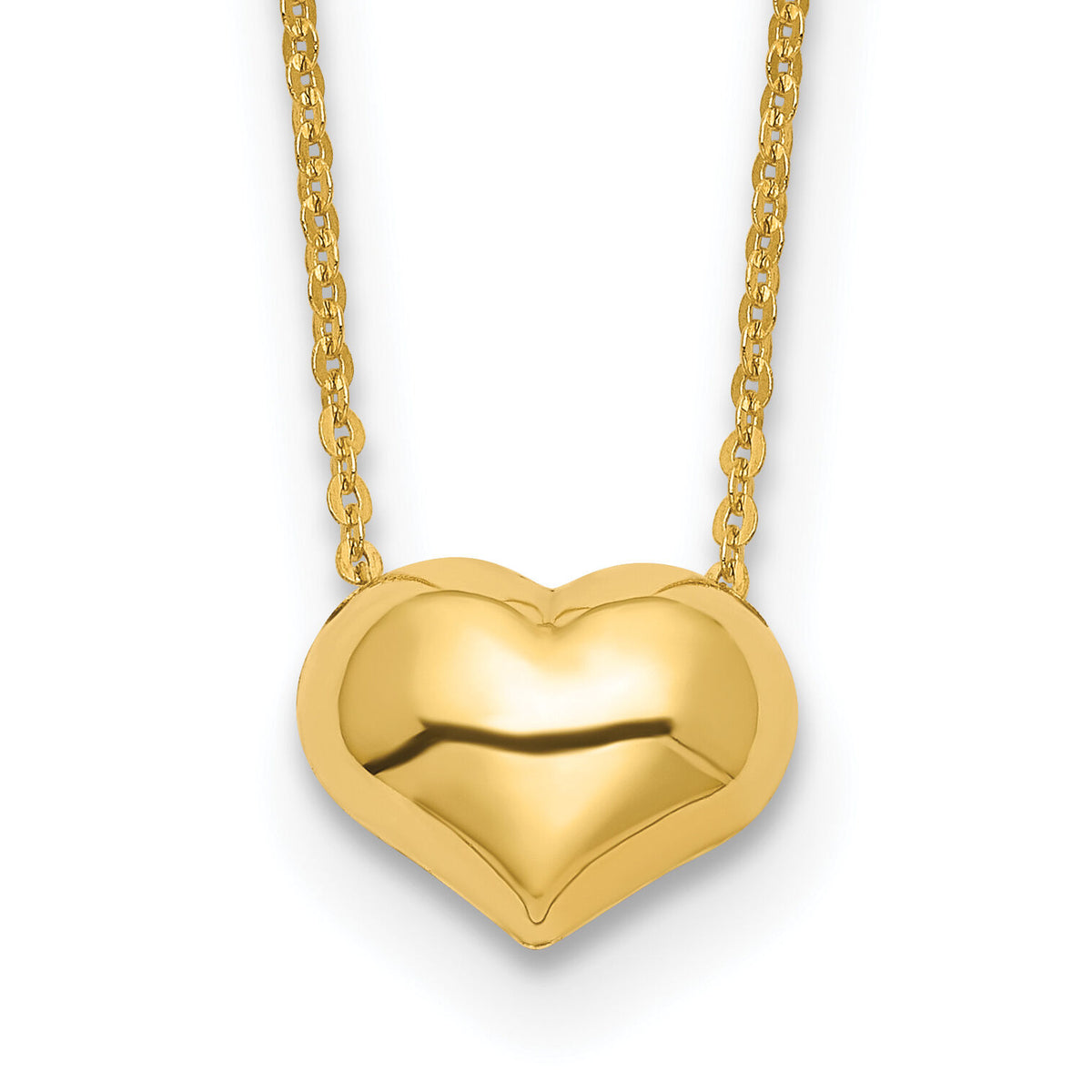 14k Polished Puffed Heart 16.5 inch Necklace-SF2871-16.5