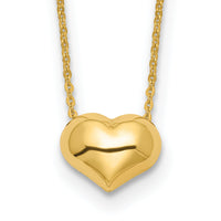 14k Polished Puffed Heart 16.5 inch Necklace-SF2871-16.5