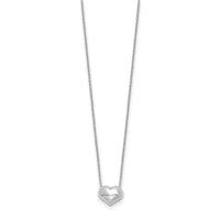 14k White Gold Polished Puffed Heart 16.5in Necklace-SF2871W-16.5