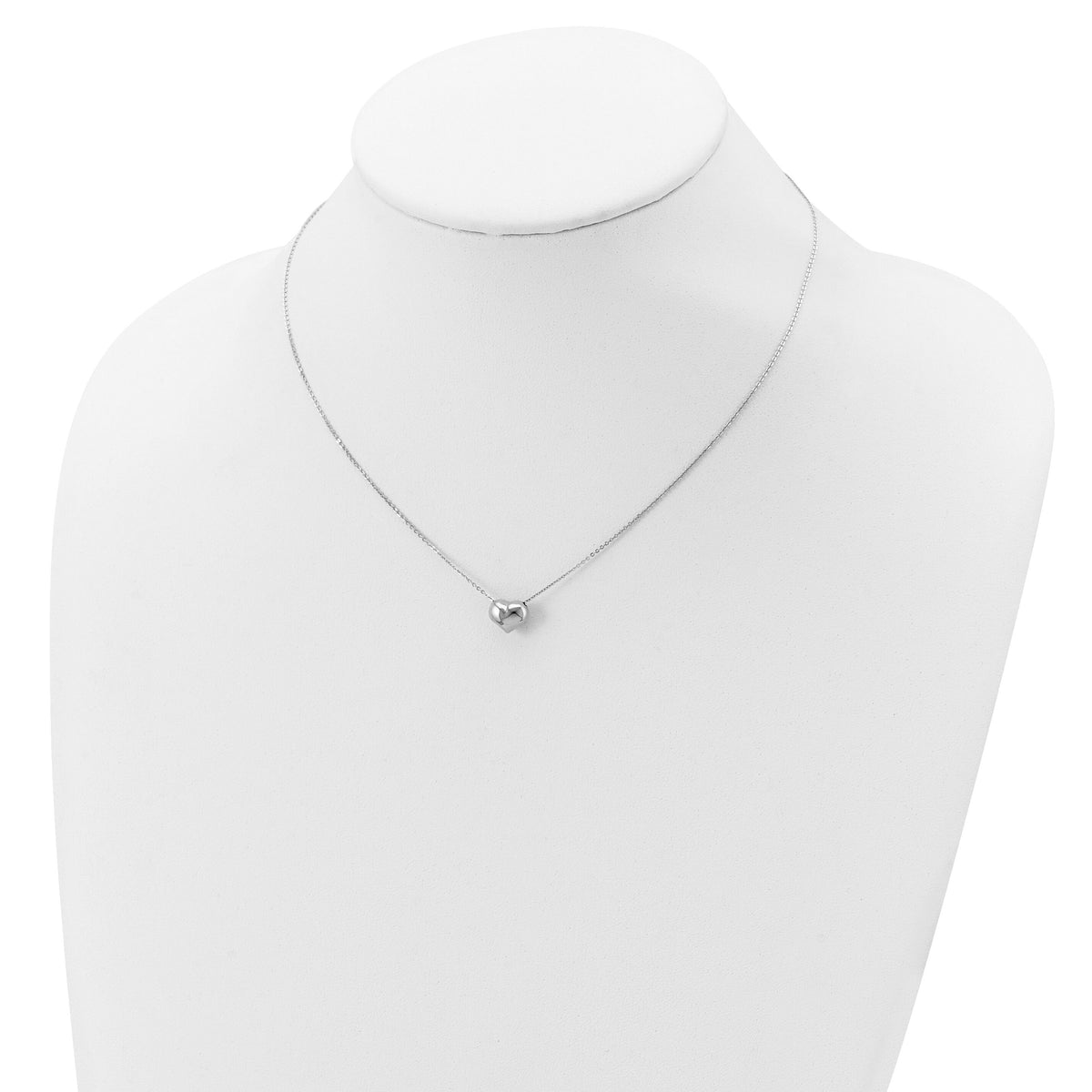 14k White Gold Polished Puffed Heart 16.5in Necklace-SF2871W-16.5