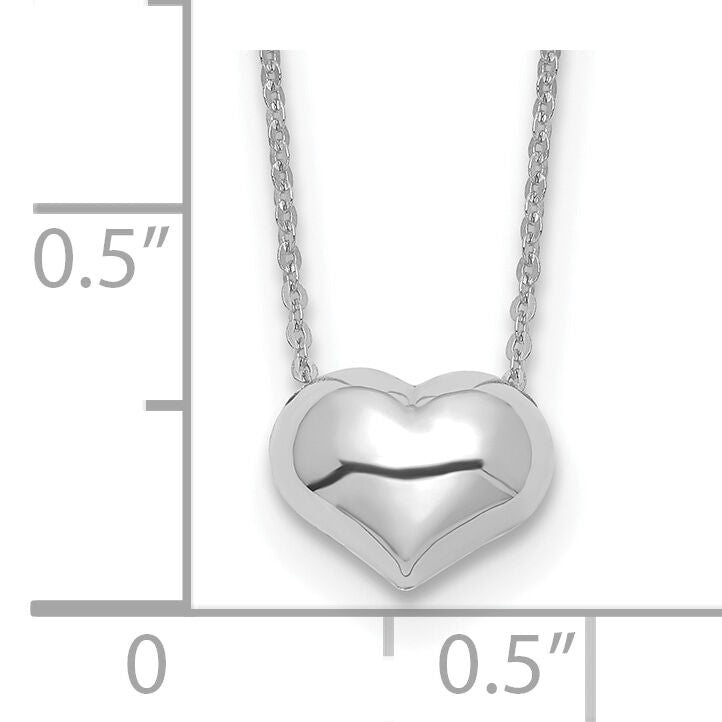 14k White Gold Polished Puffed Heart 16.5in Necklace-SF2871W-16.5