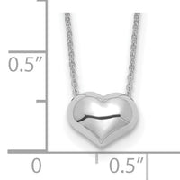 14k White Gold Polished Puffed Heart 16.5in Necklace-SF2871W-16.5