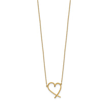 14K Polished Open Heart w/2 in ext. Necklace-SF2876-16