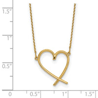 14K Polished Open Heart w/2 in ext. Necklace-SF2876-16