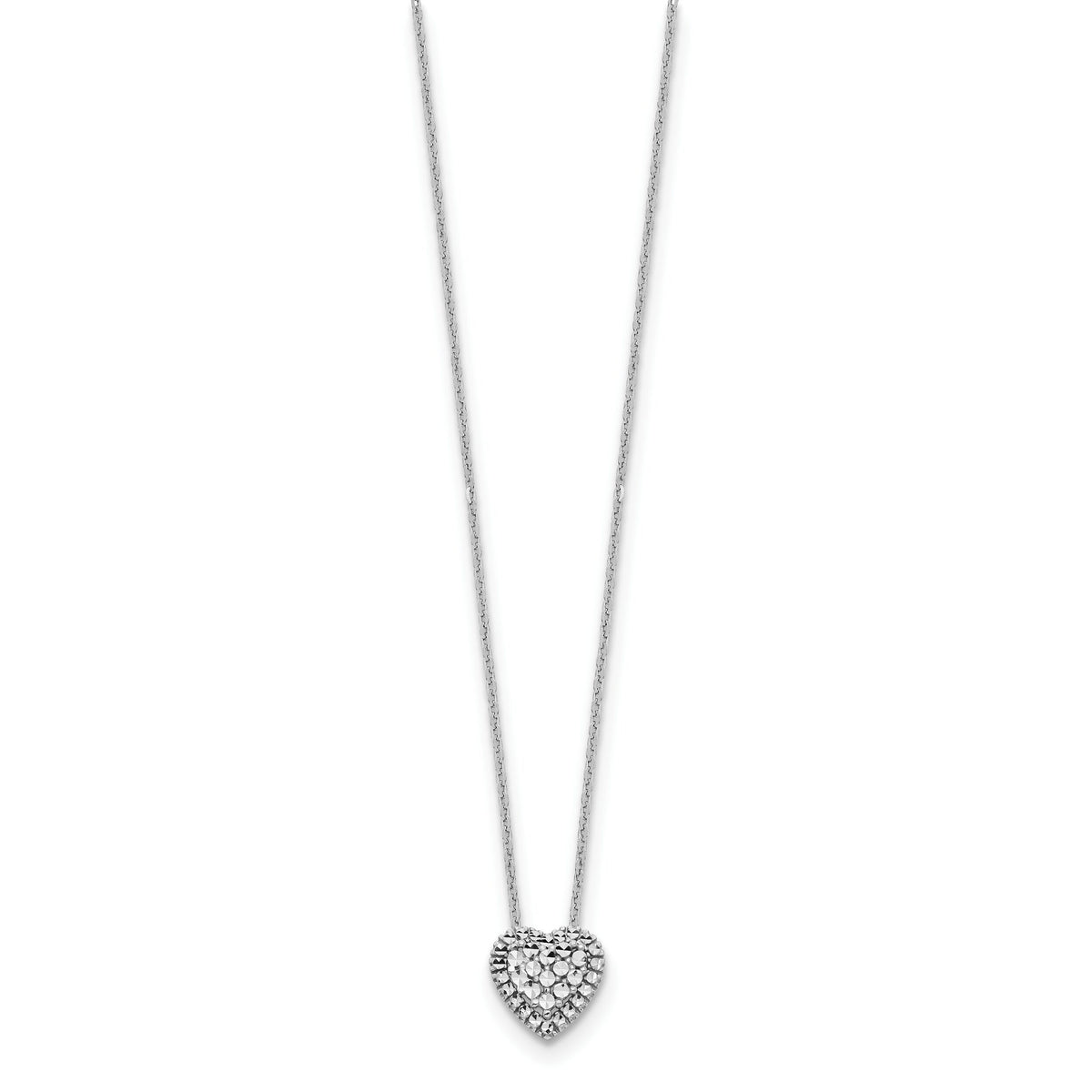 14k White Gold Diamond-cut Heart Slide Necklace-SF2881-18