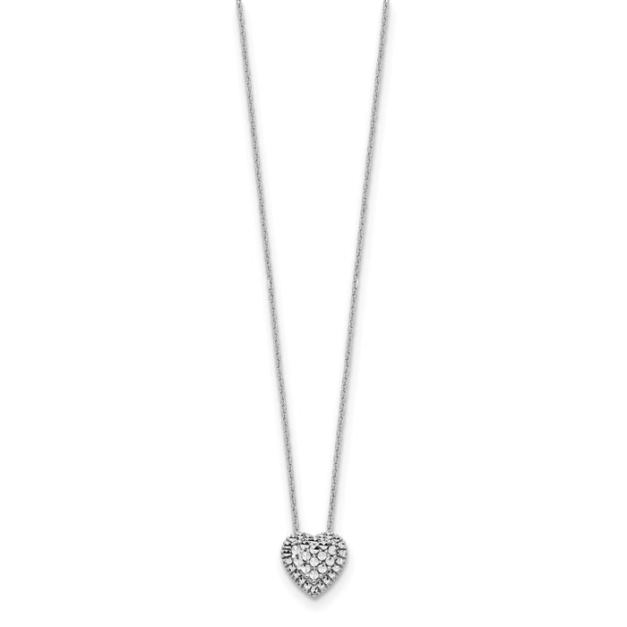 14k White Gold Diamond-cut Heart Slide Necklace-SF2881-18