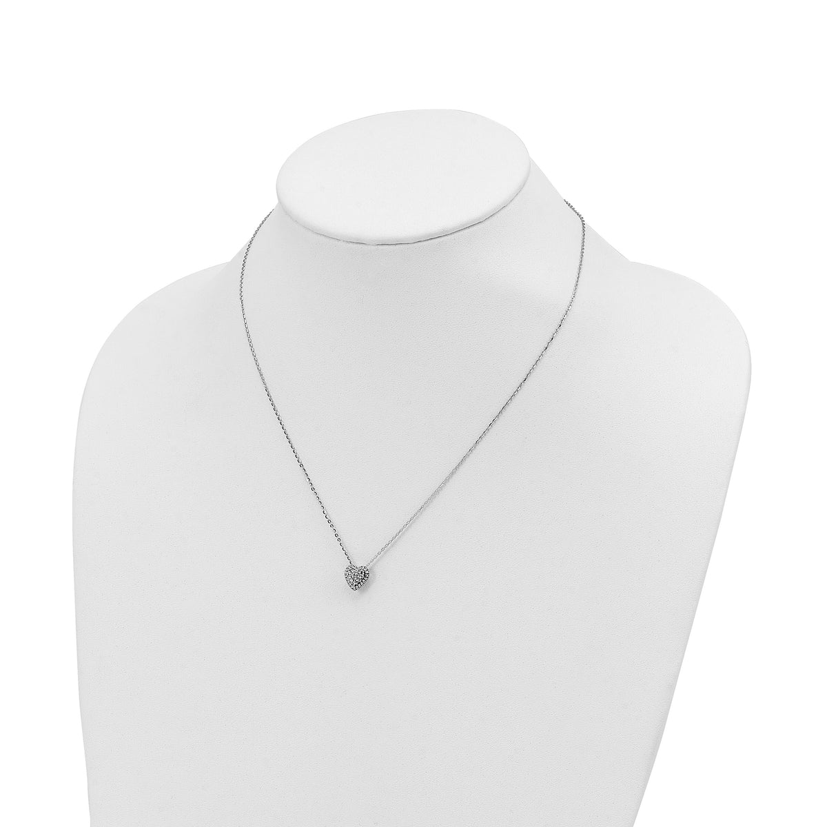 14k White Gold Diamond-cut Heart Slide Necklace-SF2881-18