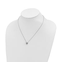 14k White Gold Diamond-cut Heart Slide Necklace-SF2881-18