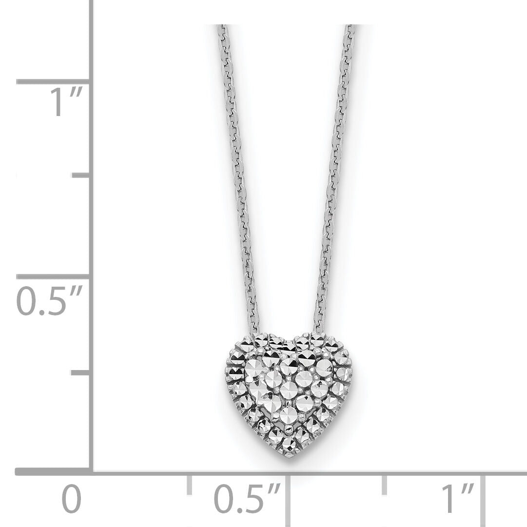 14k White Gold Diamond-cut Heart Slide Necklace-SF2881-18