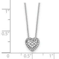 14k White Gold Diamond-cut Heart Slide Necklace-SF2881-18