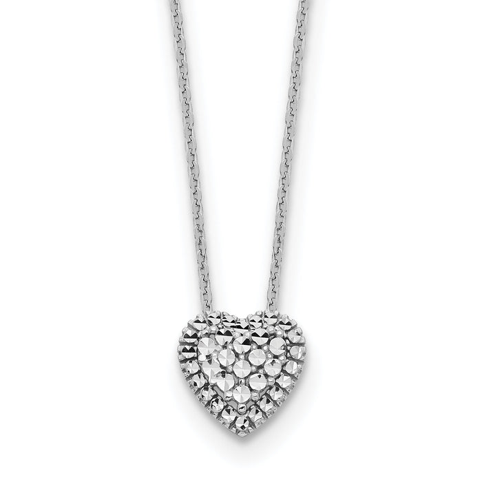 14k White Gold Diamond-cut Heart Slide Necklace-SF2881-18