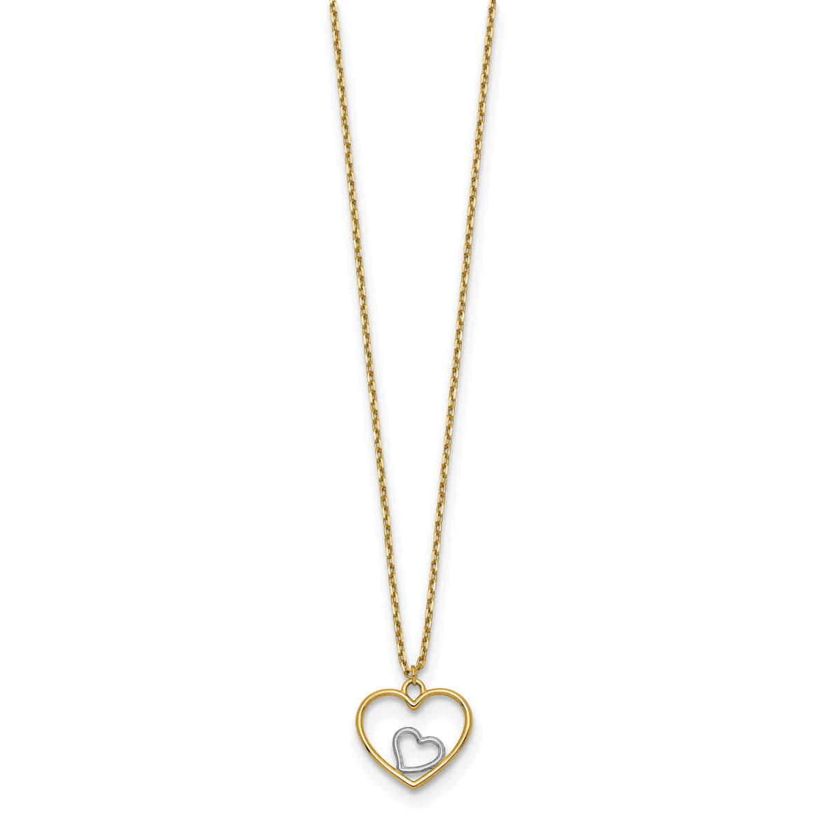 14k w/Rhodium Heart in Heart Necklace-SF2882-18