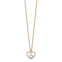 14k w/Rhodium Heart in Heart Necklace-SF2882-18