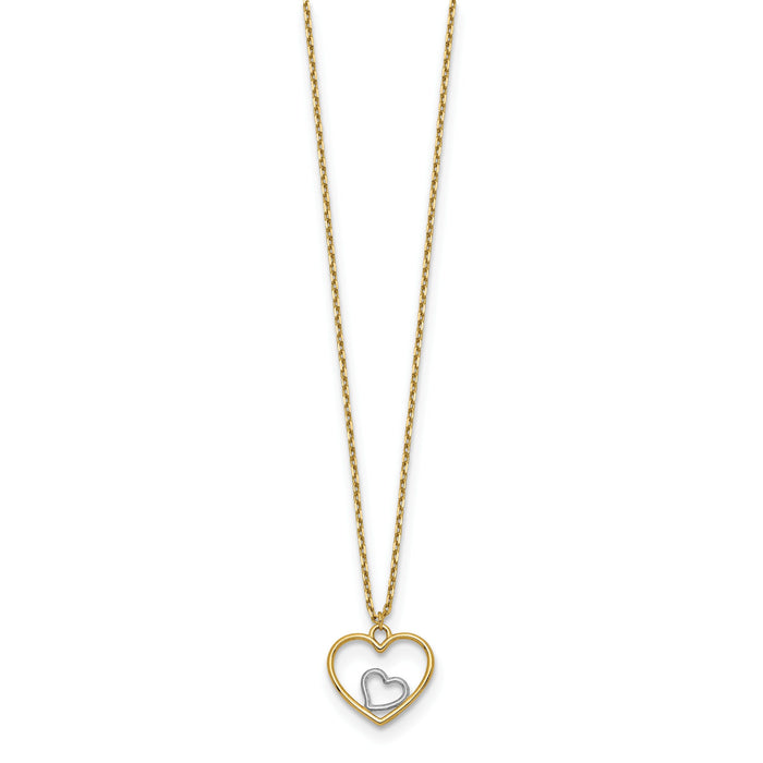 14k w/Rhodium Heart in Heart Necklace-SF2882-18