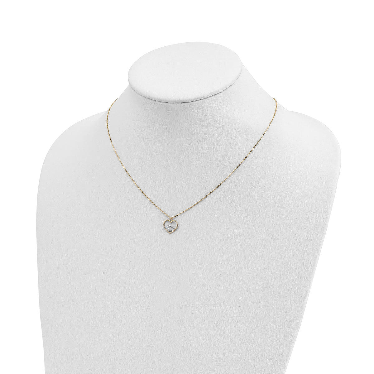 14k w/Rhodium Heart in Heart Necklace-SF2882-18