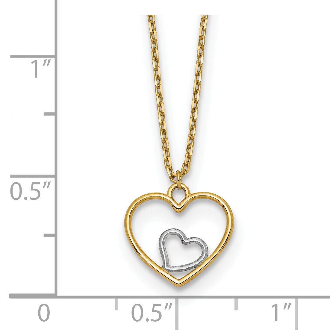 14k w/Rhodium Heart in Heart Necklace-SF2882-18