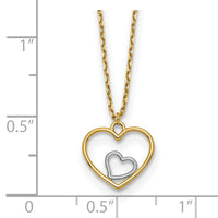 14k w/Rhodium Heart in Heart Necklace-SF2882-18