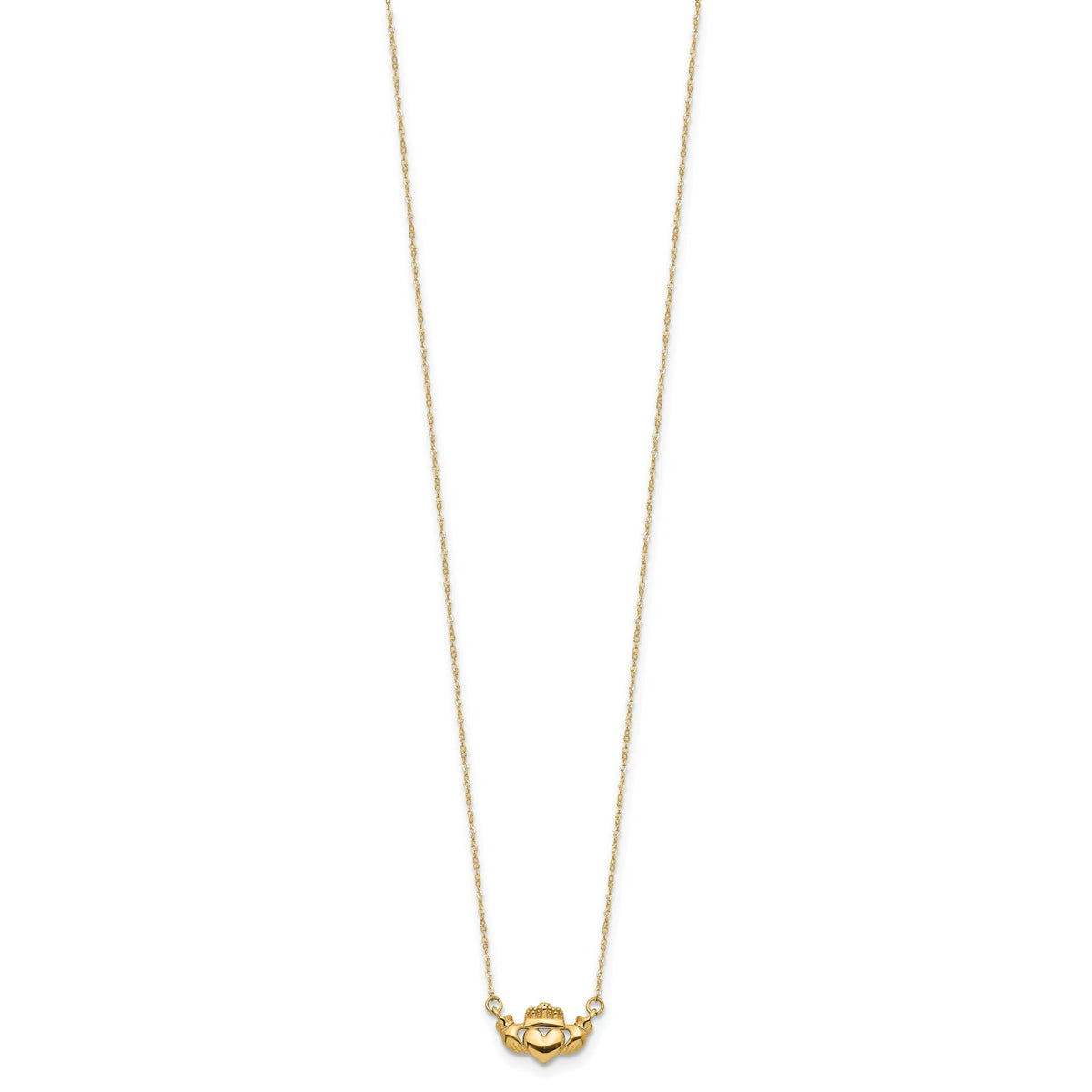 14K Polished Claddagh 17 inch Necklace-SF2885-17