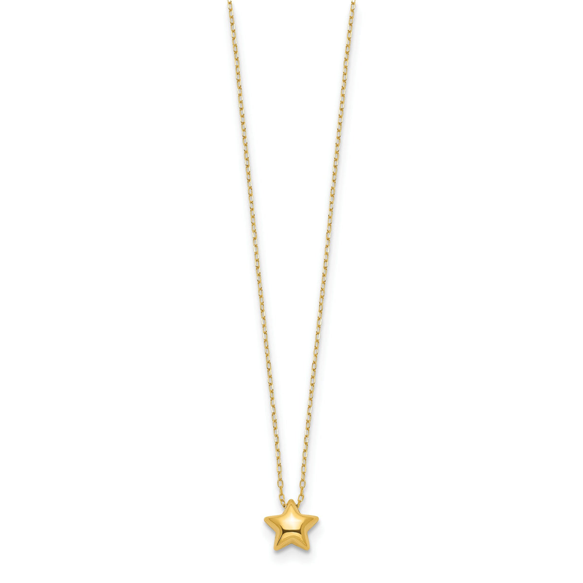 14k Polished Puffed Star 16.5in Necklace-SF2898-16.5