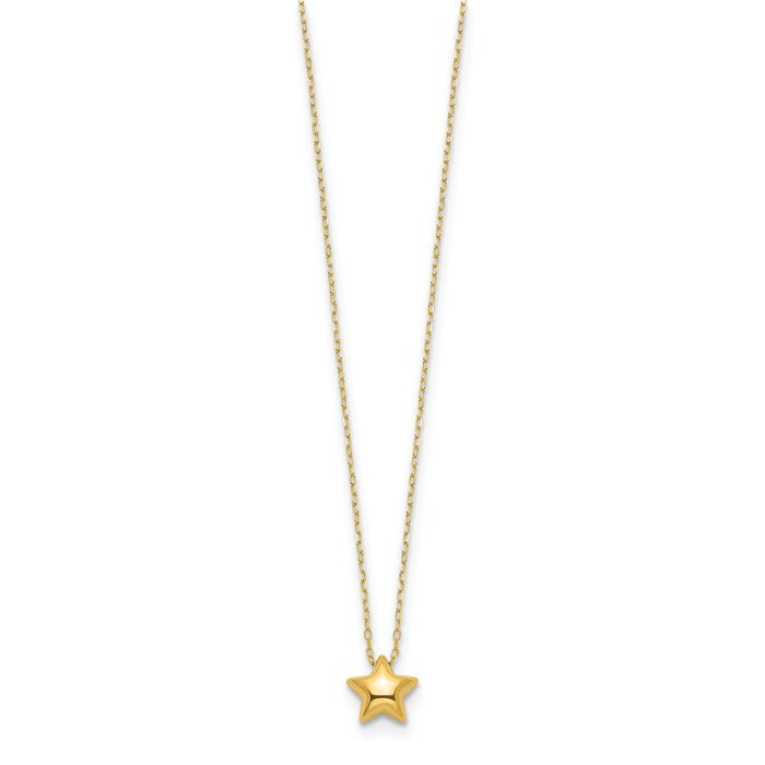 14k Polished Puffed Star 16.5in Necklace-SF2898-16.5