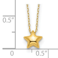 14k Polished Puffed Star 16.5in Necklace-SF2898-16.5
