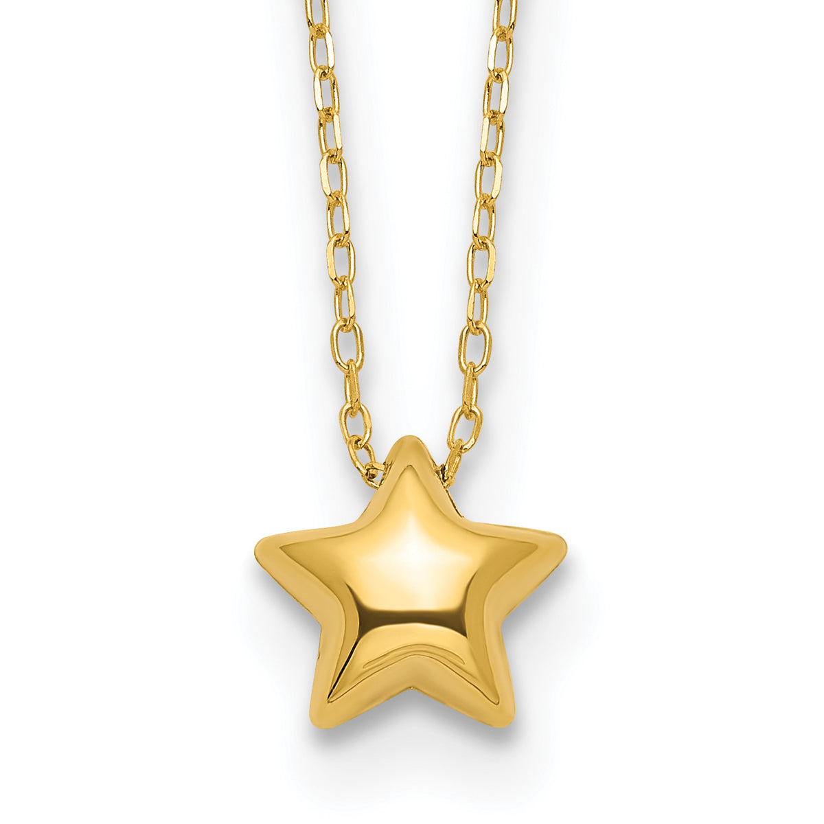 14k Polished Puffed Star 16.5in Necklace-SF2898-16.5