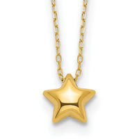 14k Polished Puffed Star 16.5in Necklace-SF2898-16.5