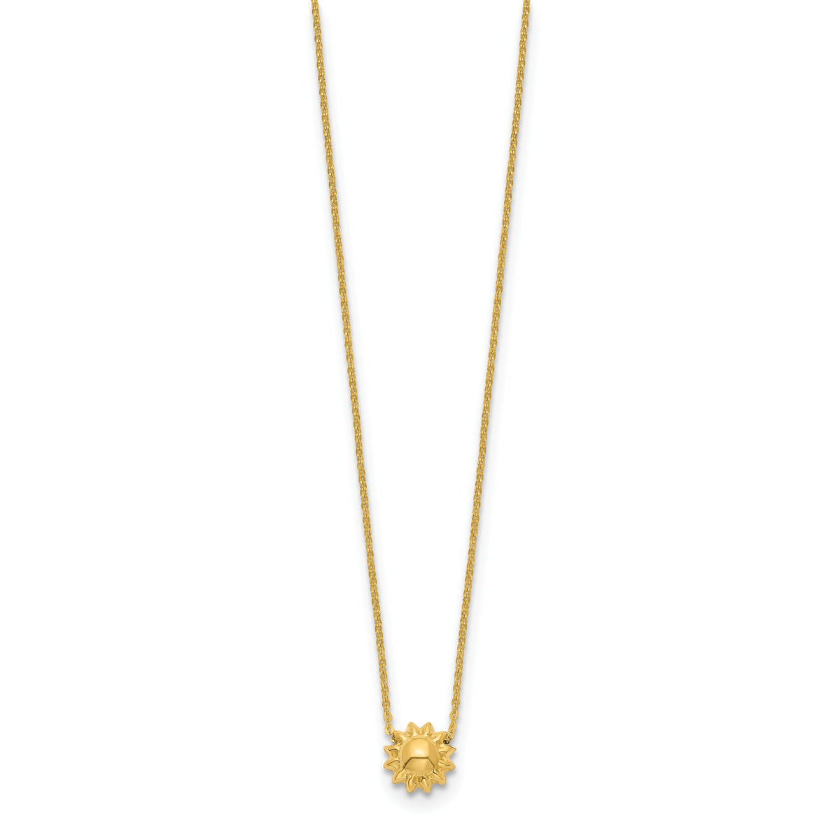 14k Polished Puffed Sun 16.5in Necklace-SF2900-16.5
