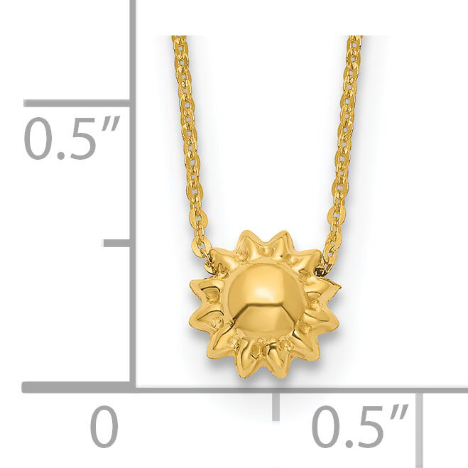 14k Polished Puffed Sun 16.5in Necklace-SF2900-16.5