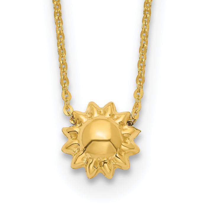 14k Polished Puffed Sun 16.5in Necklace-SF2900-16.5