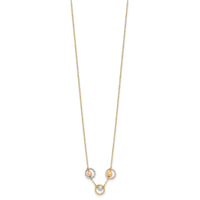 14K Tri-Color Polished D/C 3 Circle Beads Necklace-SF2916-18