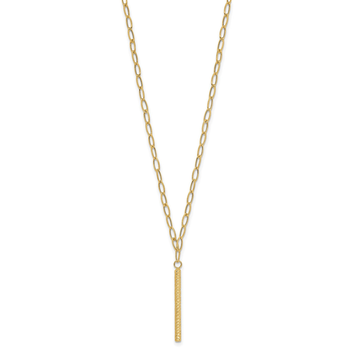 14K Polished Oval Link D/C Bar Necklace-SF2917-18