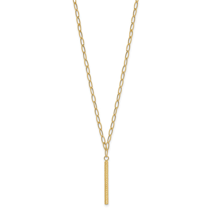 14K Polished Oval Link D/C Bar Necklace-SF2917-18