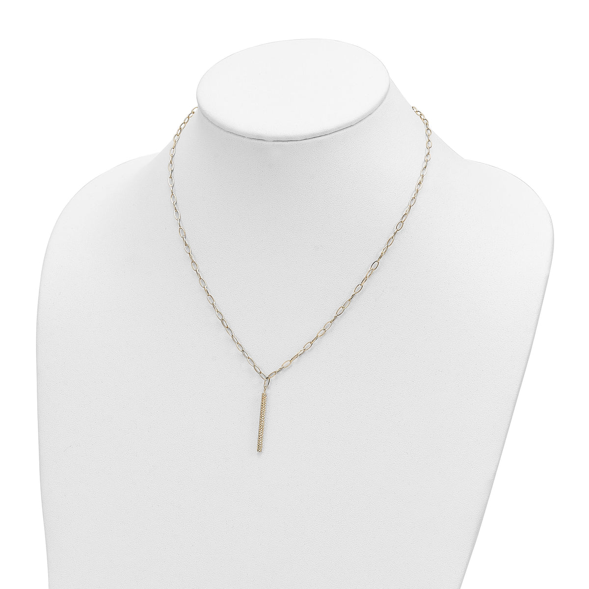 14K Polished Oval Link D/C Bar Necklace-SF2917-18