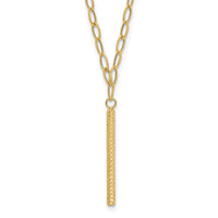 14K Polished Oval Link D/C Bar Necklace-SF2917-18