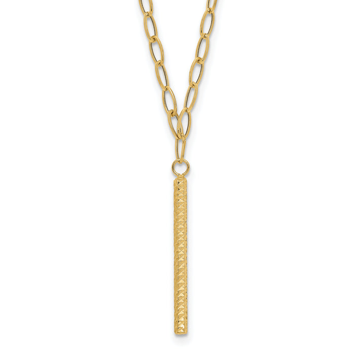 14K Polished Oval Link D/C Bar Necklace-SF2917-18