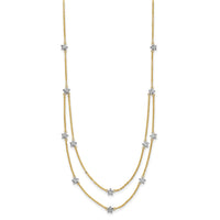 14K Two Tone Double Chain Star Necklace-SF2926-18