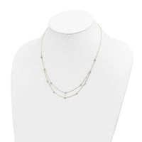 14K Two Tone Double Chain Star Necklace-SF2926-18