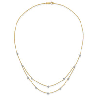 14K Two Tone Double Chain Star Necklace-SF2926-18