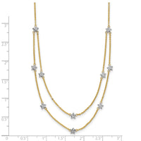 14K Two Tone Double Chain Star Necklace-SF2926-18